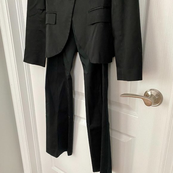 Zara Black Cotton Suit Set - Single Breasted Jacket and Trousers Size Small / 6 - Picture 3 of 13